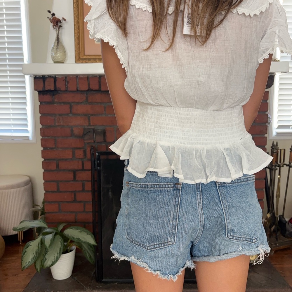 White Ruffled Women's Top - Picture 2 of 5